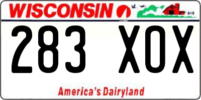 WI license plate 283XOX