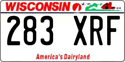 WI license plate 283XRF