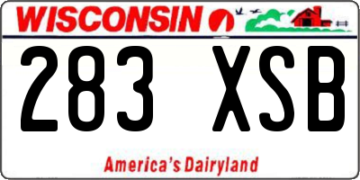 WI license plate 283XSB