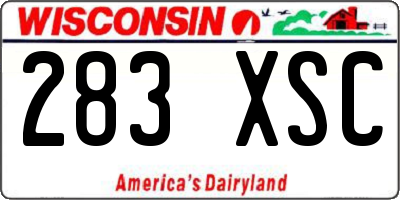 WI license plate 283XSC
