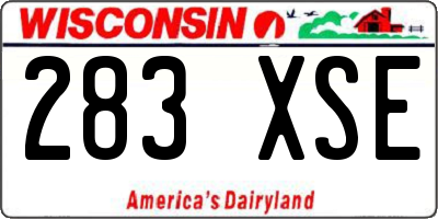 WI license plate 283XSE
