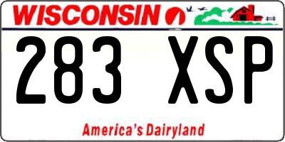 WI license plate 283XSP