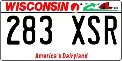 WI license plate 283XSR