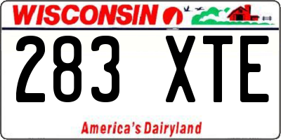 WI license plate 283XTE
