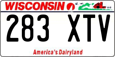 WI license plate 283XTV