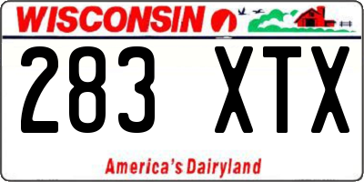 WI license plate 283XTX