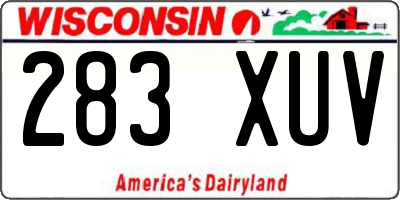 WI license plate 283XUV