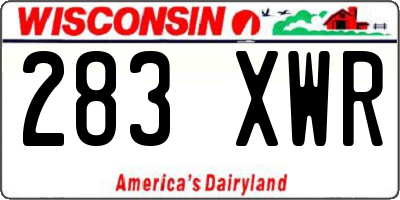 WI license plate 283XWR