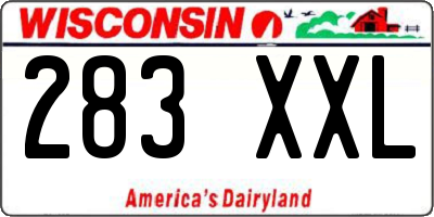 WI license plate 283XXL