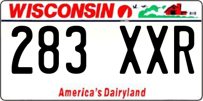 WI license plate 283XXR