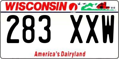 WI license plate 283XXW