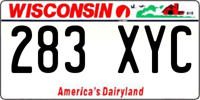 WI license plate 283XYC
