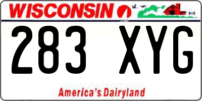 WI license plate 283XYG