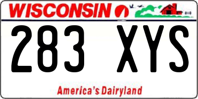 WI license plate 283XYS