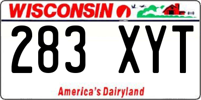 WI license plate 283XYT