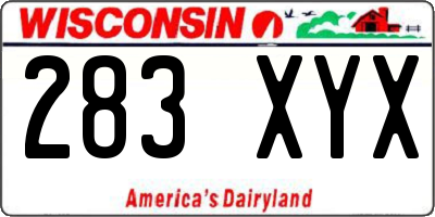 WI license plate 283XYX