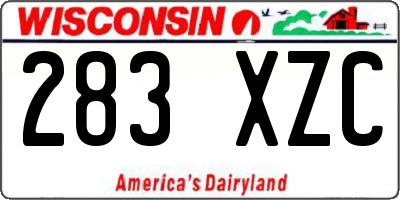 WI license plate 283XZC