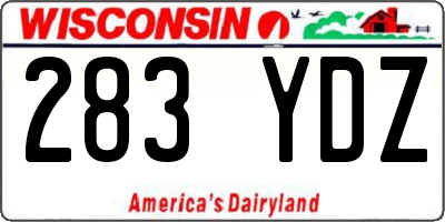 WI license plate 283YDZ