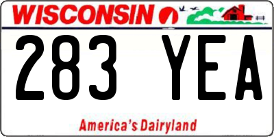 WI license plate 283YEA