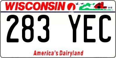 WI license plate 283YEC