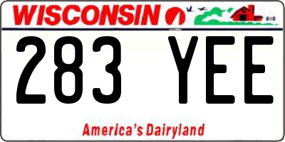 WI license plate 283YEE
