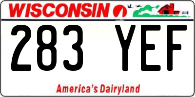 WI license plate 283YEF