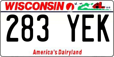 WI license plate 283YEK