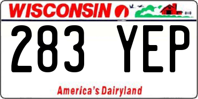 WI license plate 283YEP