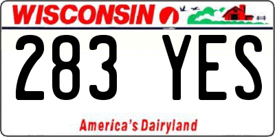 WI license plate 283YES