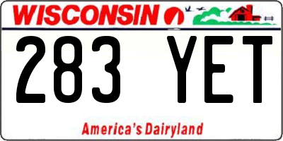WI license plate 283YET