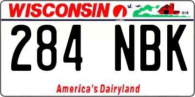 WI license plate 284NBK