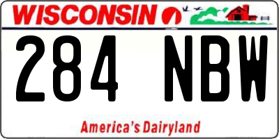 WI license plate 284NBW