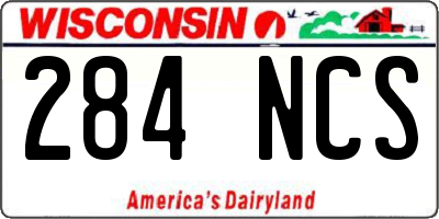 WI license plate 284NCS