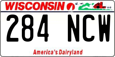 WI license plate 284NCW