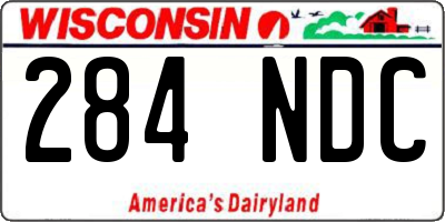 WI license plate 284NDC