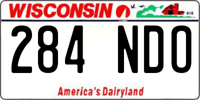 WI license plate 284NDO