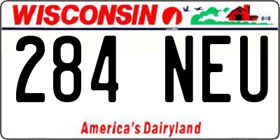 WI license plate 284NEU