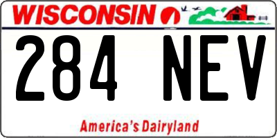 WI license plate 284NEV