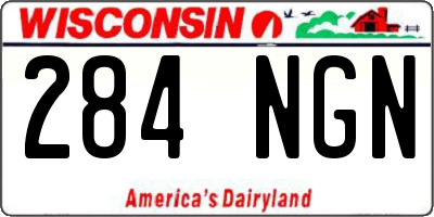 WI license plate 284NGN