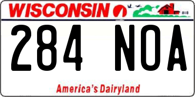 WI license plate 284NOA