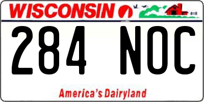 WI license plate 284NOC