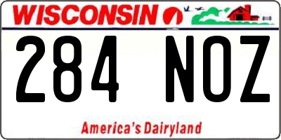 WI license plate 284NOZ
