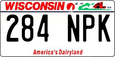 WI license plate 284NPK