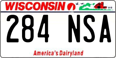 WI license plate 284NSA