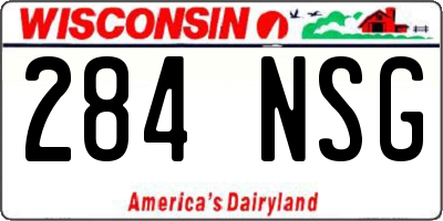WI license plate 284NSG