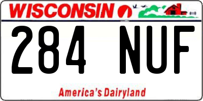 WI license plate 284NUF