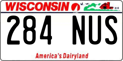 WI license plate 284NUS