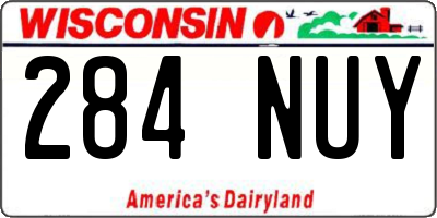 WI license plate 284NUY