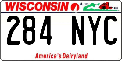 WI license plate 284NYC