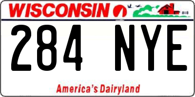 WI license plate 284NYE